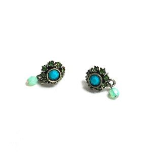 Teal blue & green rhinestone earrings
